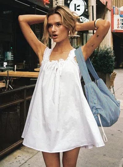 Princess Polly Swing Ruffle Cotton Minidress In White
