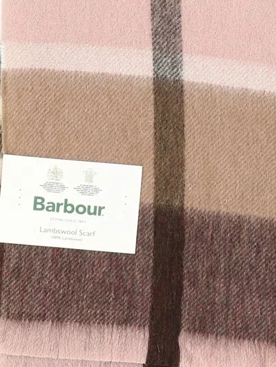 Shop Barbour "rosefield" Tartan Scarf In Pink
