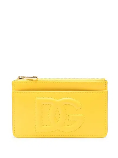 Shop Dolce & Gabbana Dg Logo Card Holder In Yellow