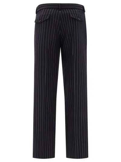 Shop Off-white "23" Pinstriped Trousers In Blue