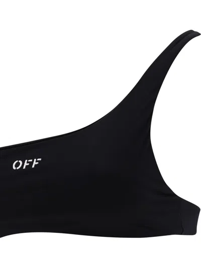 Shop Off-white "off Stamp" One-shoulder Bikini Set In Black