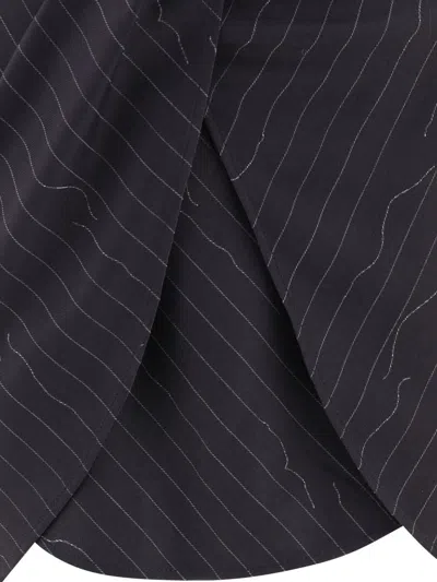 Shop Off-white "pinstripe Twist" Skirt In Grey