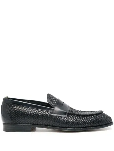 Shop Officine Creative Woven Design Loafers In Blue