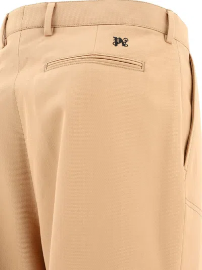 Shop Palm Angels "monogram" Workwear Trousers In Beige