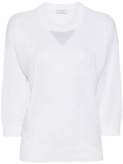 Shop Peserico Beaded Detail Sweater In White