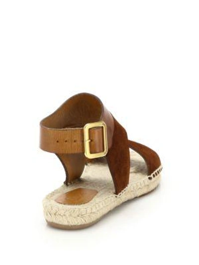 Shop Chloé Suede & Leather Espadrille Flat Sandals In Brown