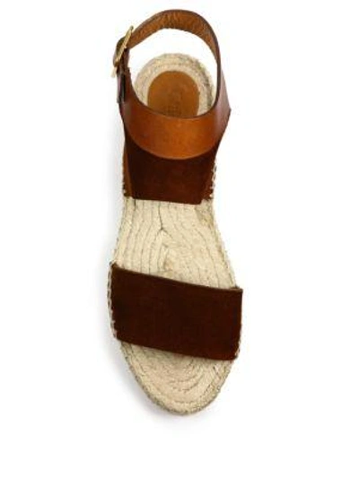 Shop Chloé Suede & Leather Espadrille Flat Sandals In Brown
