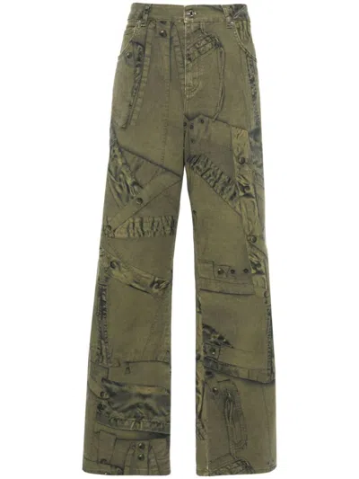 Shop Blumarine Trousers In Militare Nero