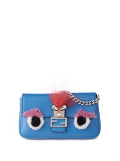 Shop Fendi Micro Rabbit Fur, Fox Fur & Leather Baguette In Royal Blue