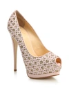 GIUSEPPE ZANOTTI Woven Glitter Peep-Toe Platform Pumps