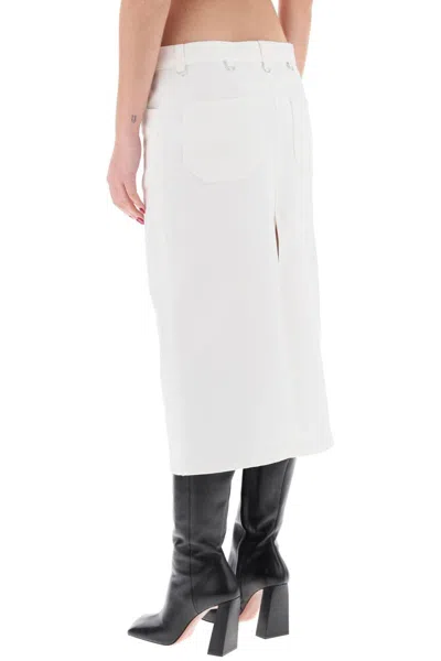 Shop Courrèges Courreges "denim Midi Skirt With Multif In White