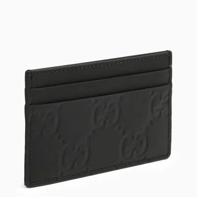 GUCCI GUCCI GG BLACK RUBBER CARD HOLDER 