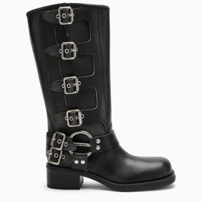 Shop Miu Miu Boots With Black Leather Buckles