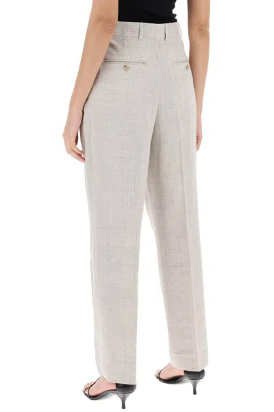 Shop Totême Toteme Tailored Trousers With Double Pleat In Multicolor