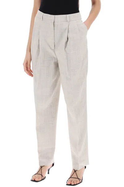 Shop Totême Toteme Tailored Trousers With Double Pleat In Multicolor