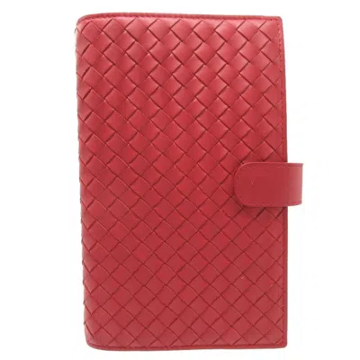 Shop Bottega Veneta Intrecciato Red Leather Wallet  ()