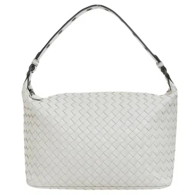 Shop Bottega Veneta Intrecciato White Leather Shoulder Bag ()