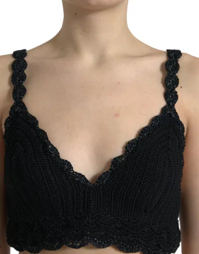 Shop Dolce & Gabbana Elegant Black Crochet Corset Women's Top
