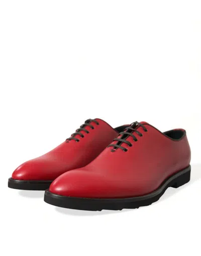 Shop Dolce & Gabbana Elegant Red Leather Oxford Dress Men's Shoes