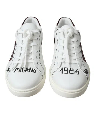 Shop Dolce & Gabbana Exclusive White Bordeaux Low Top Men's Sneakers