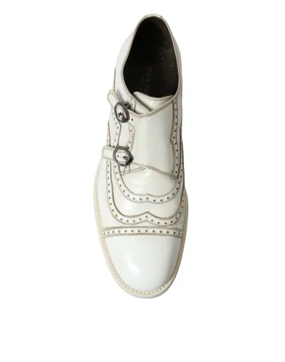 Shop Dolce & Gabbana Elegant White Leather Derby Dress Men's Shoes