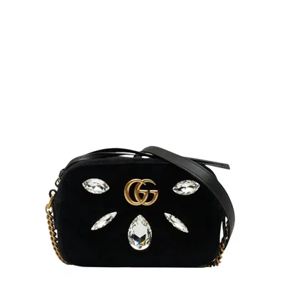 Shop Gucci Gg Marmont Black Velvet Shopper Bag ()