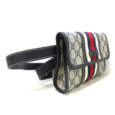 Shop Gucci Gg Plus Navy Canvas Clutch Bag ()