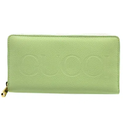 Shop Gucci Zip Around Green Leather Wallet  ()