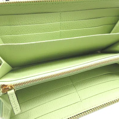 Shop Gucci Zip Around Green Leather Wallet  ()
