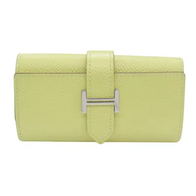 Shop Hermes Hermès Béarn Yellow Leather Wallet  ()