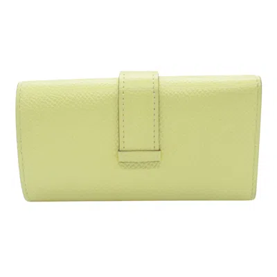 Shop Hermes Hermès Béarn Yellow Leather Wallet  ()