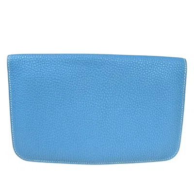Shop Hermes Hermès Dogon Blue Leather Wallet  ()