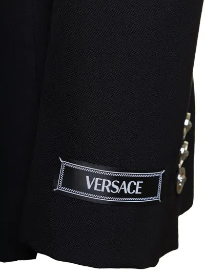 Shop Versace Black Hourglass Single-breasted Blazer In Wool Woman