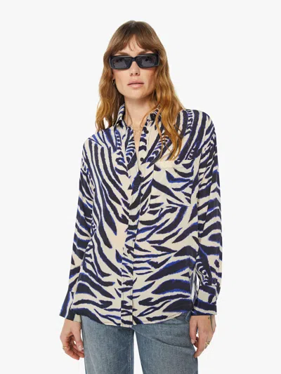 MARIA CHER PILAR SHIRT WILD ECRU IN BLUE - SIZE X-LARGE 