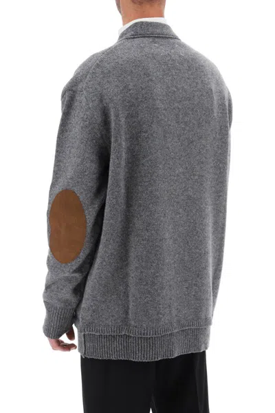 Shop Maison Margiela Cardigan With Elbow Patches In Grey