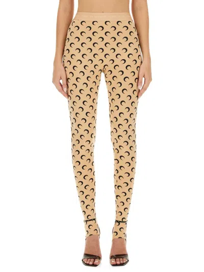 Shop Marine Serre All Over Moon Leggings In Nude