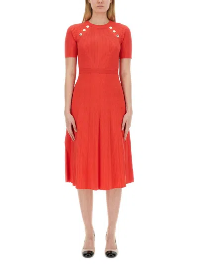 Shop Michael Kors Knit Longuette Dress In Red
