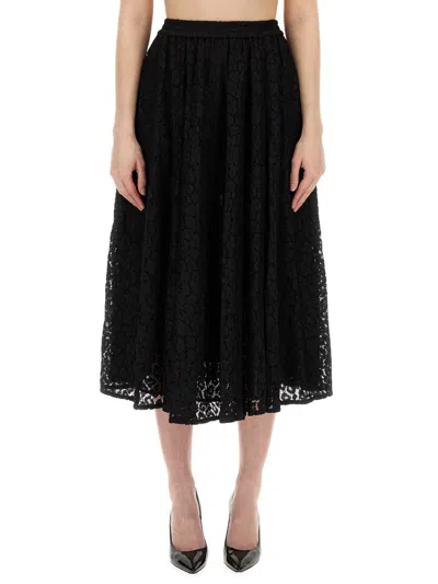 Shop Michael Kors Lace Longuette Skirt In Black