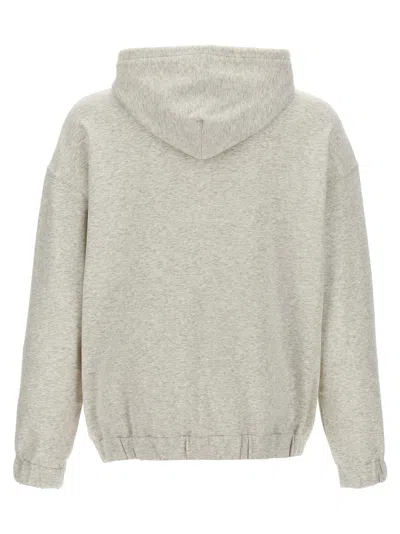 Shop Brunello Cucinelli Logo Embroidery Hoodie Sweatshirt Gray