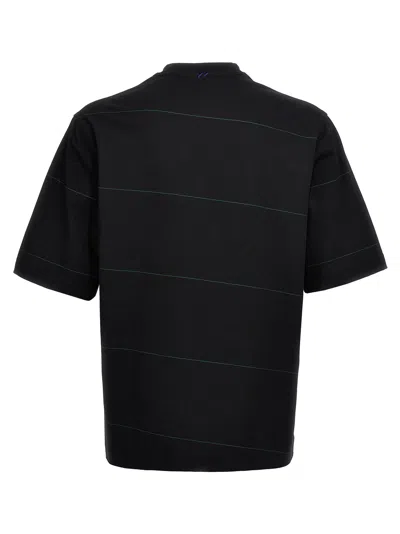 Shop Burberry Logo Embroidery Striped T-shirt Black
