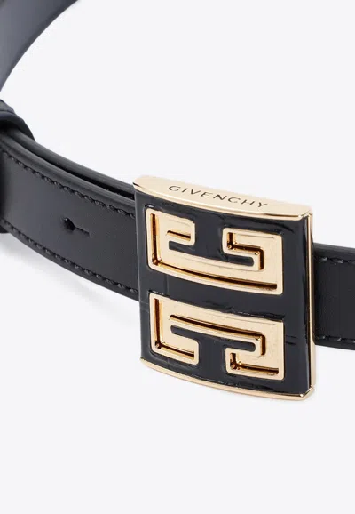 Givenchy 4g Logo Square Buckle Leather Belt In Blue