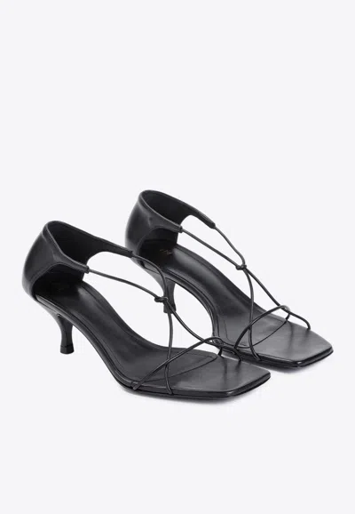 Shop Totême 55 Leather Knot Sandals In Black