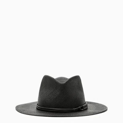 Shop Brunello Cucinelli Black Straw Hat Women