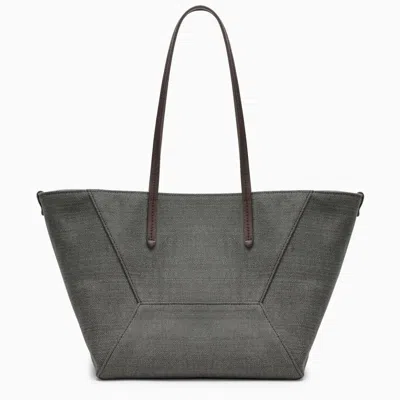 Shop Brunello Cucinelli Grey Shopper Bag In Cotton And Linen Women In Gray