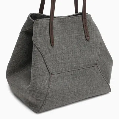 Shop Brunello Cucinelli Grey Shopper Bag In Cotton And Linen Women In Gray