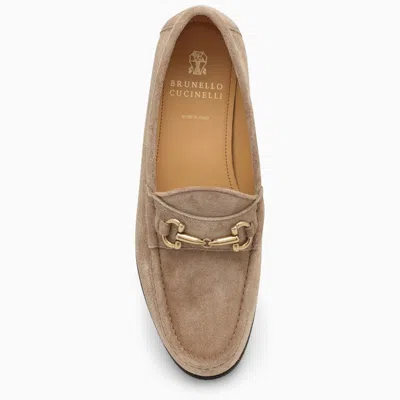 Shop Brunello Cucinelli Hazelnut Suede Loafer With Horsebit Men In Brown