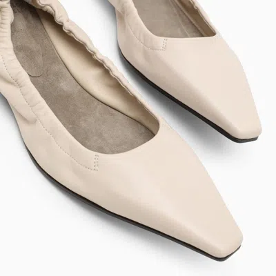 Shop Brunello Cucinelli Ivory Leather Ballerina Women In Cream