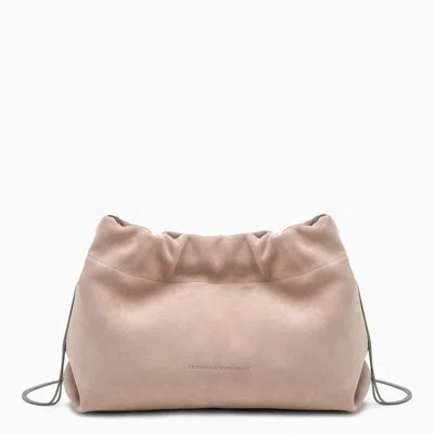 Shop Brunello Cucinelli Soft Sand-coloured Suede Bag Women In Cream