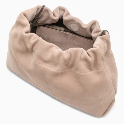 Shop Brunello Cucinelli Soft Sand-coloured Suede Bag Women In Cream