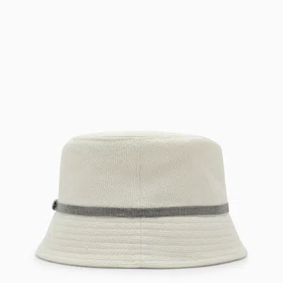 Shop Brunello Cucinelli White Cotton And Linen Bucket Hat Women